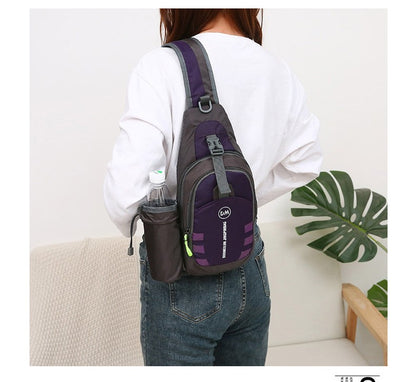 Men's Casual Crossbody Bag Unisex Outdoor Water Bottle Shoulder Bag Multi-functional Travel Waist Bag Fashion Men's Chest Bag Ox