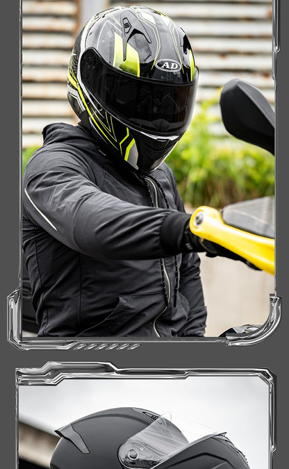 AD Capacete integral descoberto para homens, outono e inverno, quente, para motociclismo, indispensável