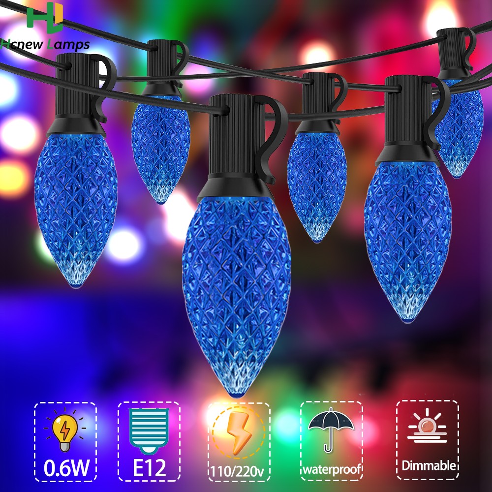 C7 Multicolor Garland Led String Lights 110V 220V E12 0.6W Waterproof Plastics Anti-Drop Festoon New Year's Brithday Light Chain