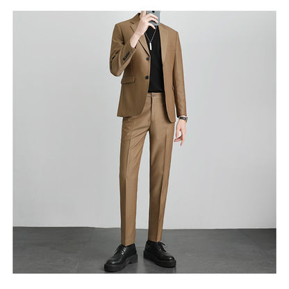 Autumn Men's Clothing Light Luxury Business Leisure Suit Jacket Set Streetwear Elegant Korean Popular Clothes Slim Pants Suit