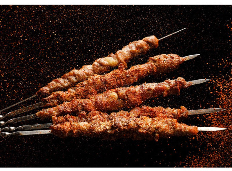 50Pcs Espeto de Churrasco de Aço Inoxidável Portátil Reutilizável com Tubo Espeto de Kebab de Ferro para Ferramentas de Acampamento e Piquenique ao Ar Livre