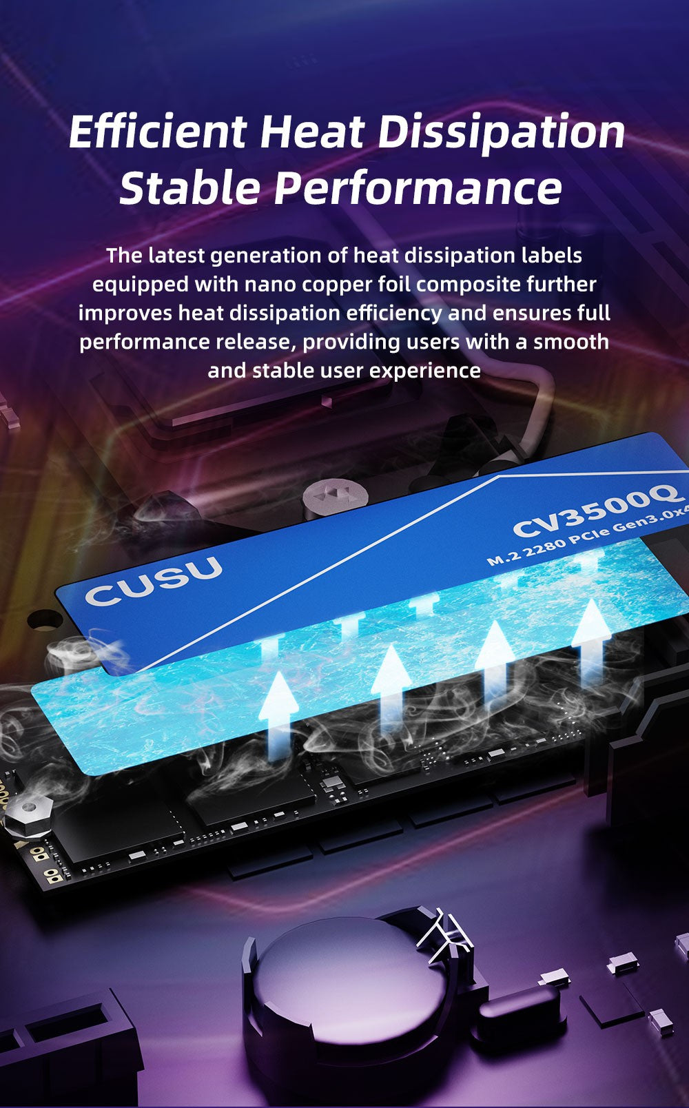 SSD CUSU NVMe M.2 1TB 512GB M2 2280 PCIe3.0 SSD 2TB Disco Rígido Unidades de Estado Sólido Internas para Computador Portátil
