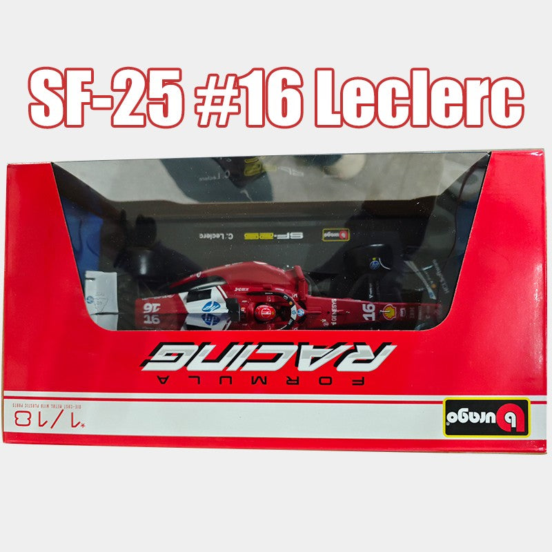 Novo 1:18 Bburago Ferrari 2025 F1 Sf-25 Hamilton #44 Leclerc #16 Liga Miniatura Die-Casting Modelo de Carro Presentes Brinquedos Personalizados Ornamento