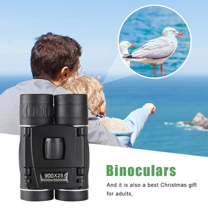 900x25 HD Zoom Binóculo Portátil Potente de Longo Alcance BAK4 Telescópio Binóculos Dobráveis para Baixa Luminosidade para Caça e Acampamento