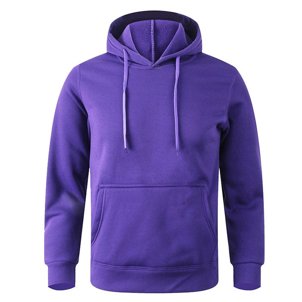Men's and Women's Warm Sweatshirt Casual Solid Color Streetwear Pullovers Sport Fitness Pocket Hoodies Multi Color