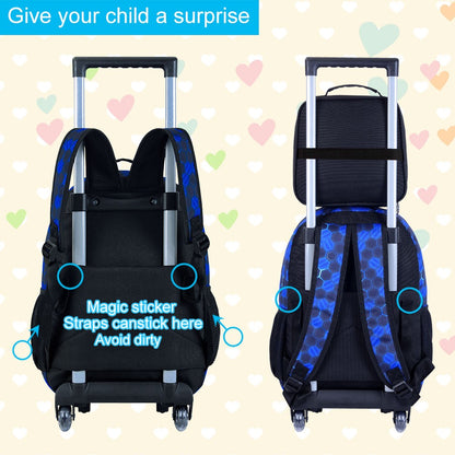 Mochila de Rodinhas para Meninos, Mochila Escolar com Rodas - Mochila Escolar Primária com Rodas - Kit Mochila de Futebol 3 Peças