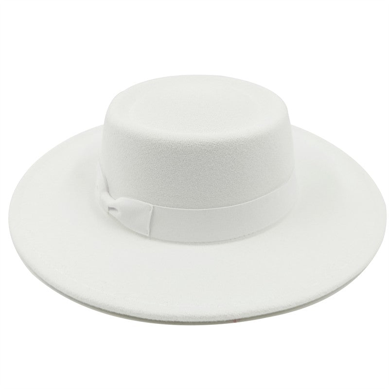 Chapéu Fedora unissex de inverno, superfície circular côncava e convexa, chapéu de jazz de feltro liso, elegante para homens e mulheres.