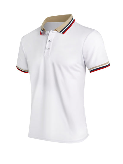 Men Summer Solid Casual Office Breathable Cotton Polo Shirt Fashion Brand Male Business High Quality Striped Short Sleeve Top