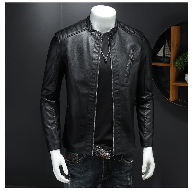 Men White Locomotive Leather Jackets Moto Biker Pu Leather Coats High Quality Male Spring Autumn Slim Leather Jackets Size 5XL
