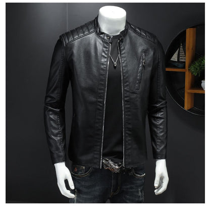 Men White Locomotive Leather Jackets Moto Biker Pu Leather Coats High Quality Male Spring Autumn Slim Leather Jackets Size 5XL