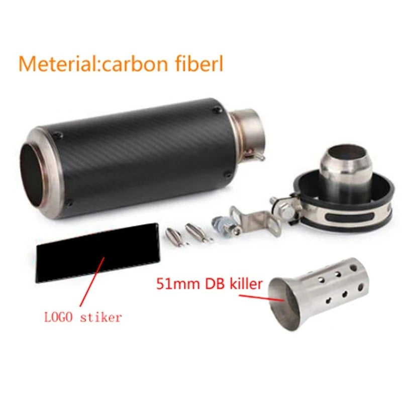 motorcycle exhaust inox muffler carbon fiber exhaust Universal 51/60mm with DB Killer for z900 R3 R25 MT07 MT09 R1 Z400 Z650