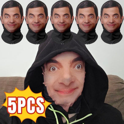 1-5PCS 3D Cosplay Mr. Bean Face Mask Funny Elastic Mesh for Men Women Cosplay Role Play Headdress Christmas New Year Gifts