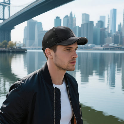 FEINION Men's Adjustable Baseball Cap Winter Driving Hunting Fishing Hat Genuine Leather Ivy Fashion Beret Flat Cap.