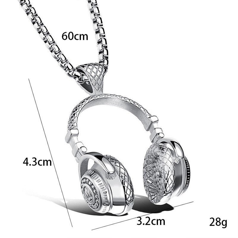 Colar com pingente de fones de ouvido para homens, Hip Hop, Rock, Casal, Personalizado, Corrente de aço inoxidável, Joias da moda Rapper, Presentes