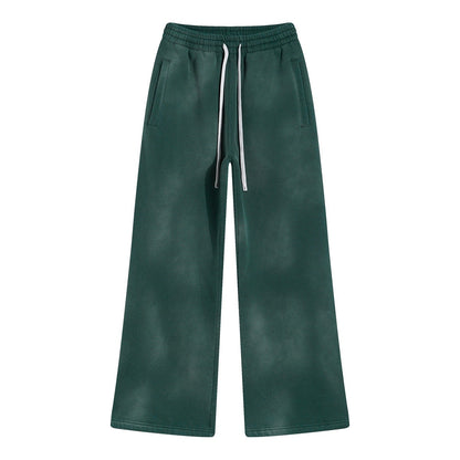 Autumn and winter 2024 new splash ink white spray-dyed loose plus velvet joggers