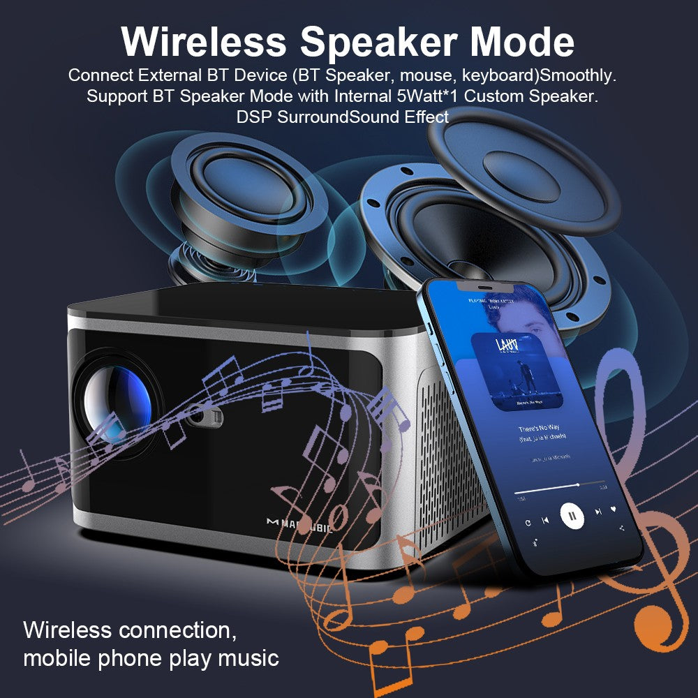 Projetor Smart 4K Magcubic Android 11 580 ANSI 1920*1080P Full HD Wifi6 BT5.0 Allwinner H713 com Controle de Voz para Home Theater
