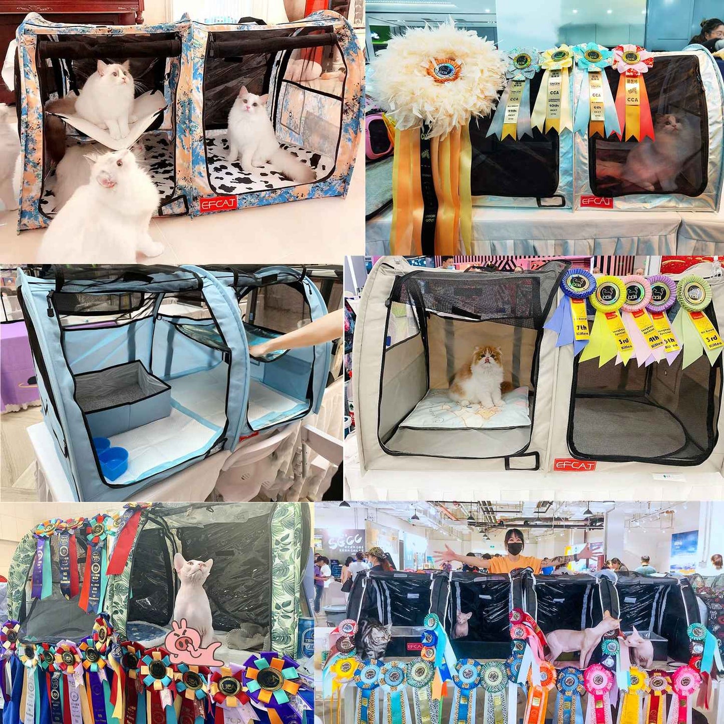 EFCAT Tenda de Exposição Dobrável para Gatos, Gaiola Grande, Casa, Gatinho, Sala de Parto, Gaiola Portátil Profissional para Exposição de Gatos