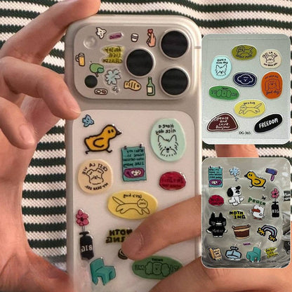 Korean INS-style Jelly Stickers Cute 3D Relief Decal Decorative Kawaii Stickers Mobile Phone Case DIY PC Waterproof Decals