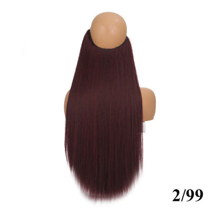 Extensão de cabelo com fio invisível (40cm 50cm 60cm) cabelo liso cabelo encaracolado uso diário adequado para todas as mulheres