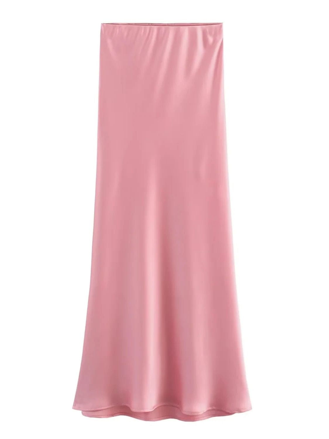 XNWMNZ Women's Fashion 2023 Flowing Satin Midi Skirt Women Vintage Elastic High