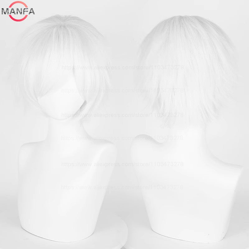 Anime 30cm Curta Reta Peruca Cosplay Preto Branco Verde Marrom Roxo Azul Cinza Vermelho Dourado Homens Mulheres Cabelo Sintético Resistente ao Calor