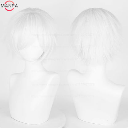 Anime 30cm Curta Reta Peruca Cosplay Preto Branco Verde Marrom Roxo Azul Cinza Vermelho Dourado Homens Mulheres Cabelo Sintético Resistente ao Calor