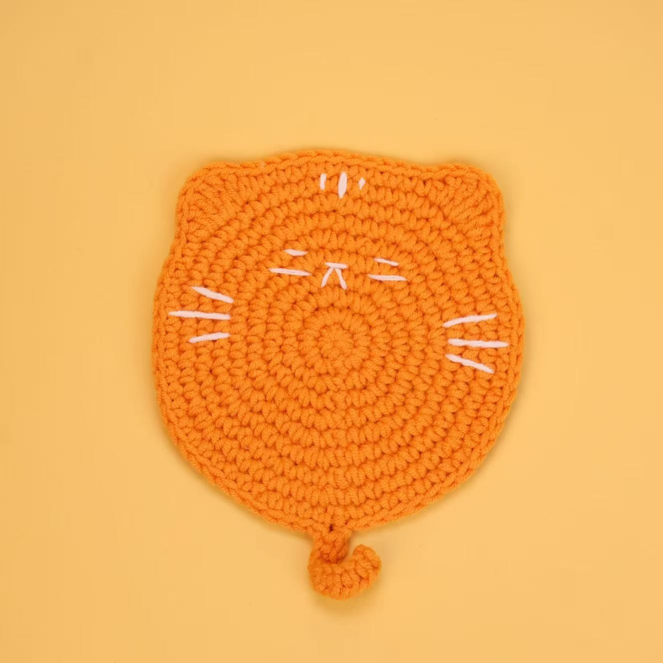 Funny Crochet Animal Coaster Finished Handwoven Coaster Coffee Cup Decor Gift