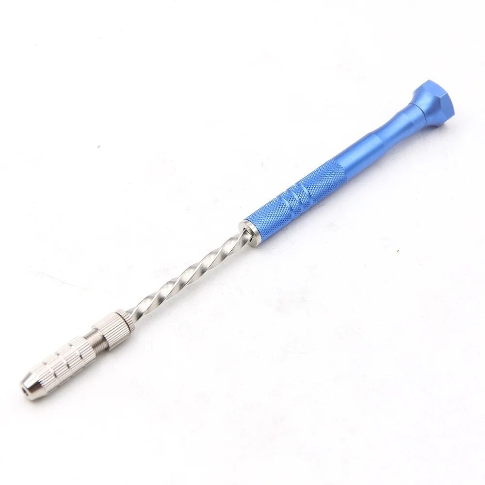Broca de torção manual semi-automática azul estendida de 0,5-3 mm, ferramenta de perfuração de placa de circuito de plástico âmbar, conjunto de brocas de torção