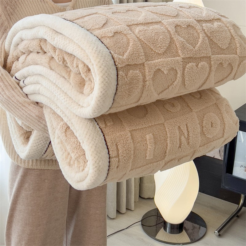 Warm Winter Blanket A Grade Heart Plush Taffeta Fleece Soft Thick Bed Blankets for Sofa Single Double Couple Furry Bedspread