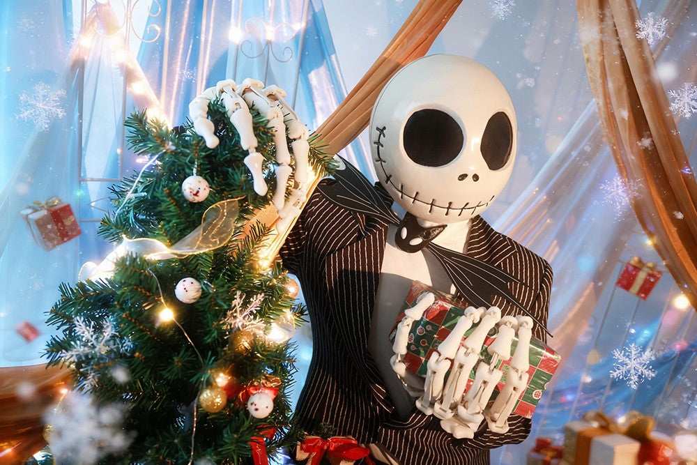 Anime Jack Skelington Black White Striped Cosplay Costume Men Retro Tailcoat Woman Dress Christmas Night Halloween Party Outfit