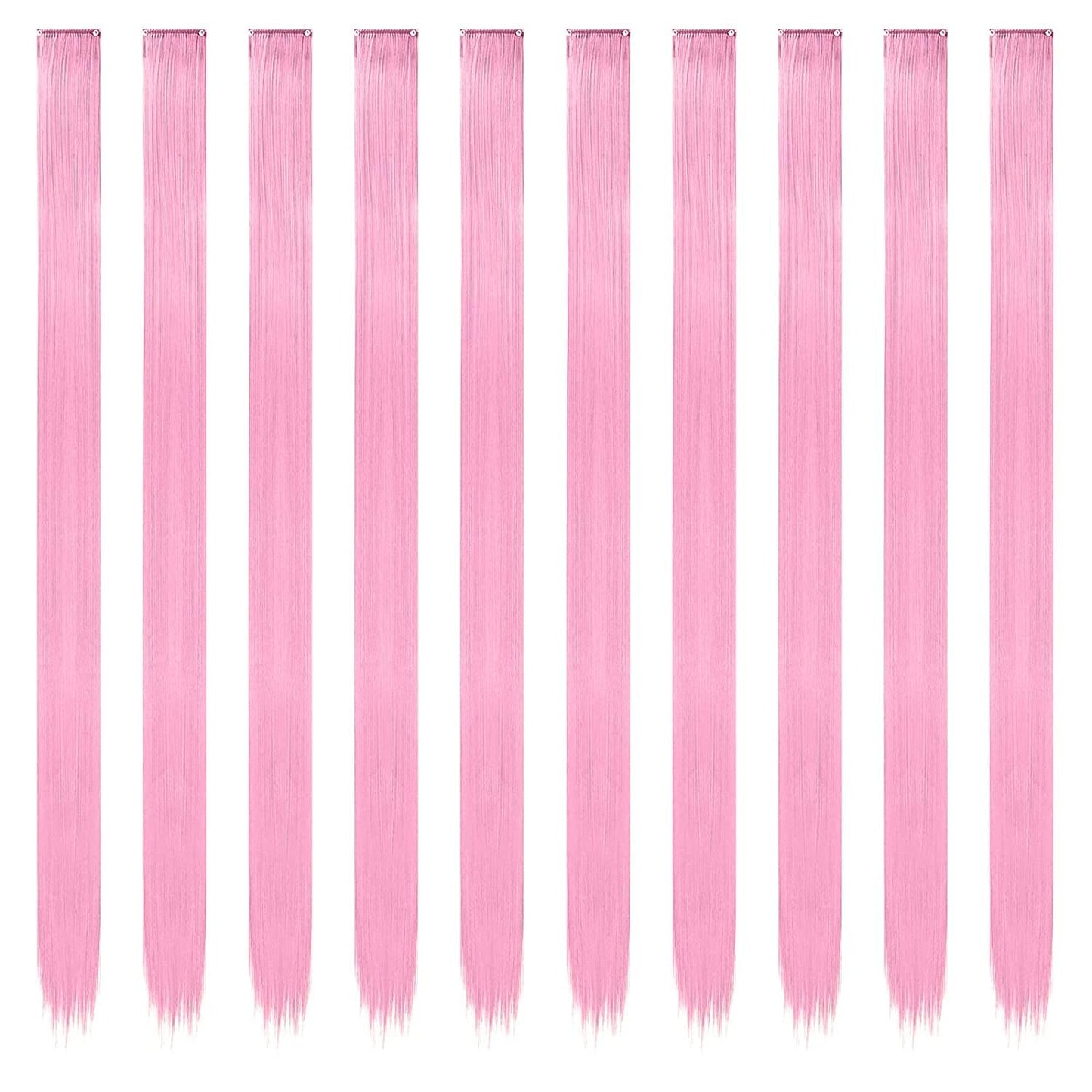 22 Inch Hair Extensions Clip ins, 6/12 Pcs Pink Hair Extensions Colored Hair Extensions  Party Highlights Long synthetic Hair