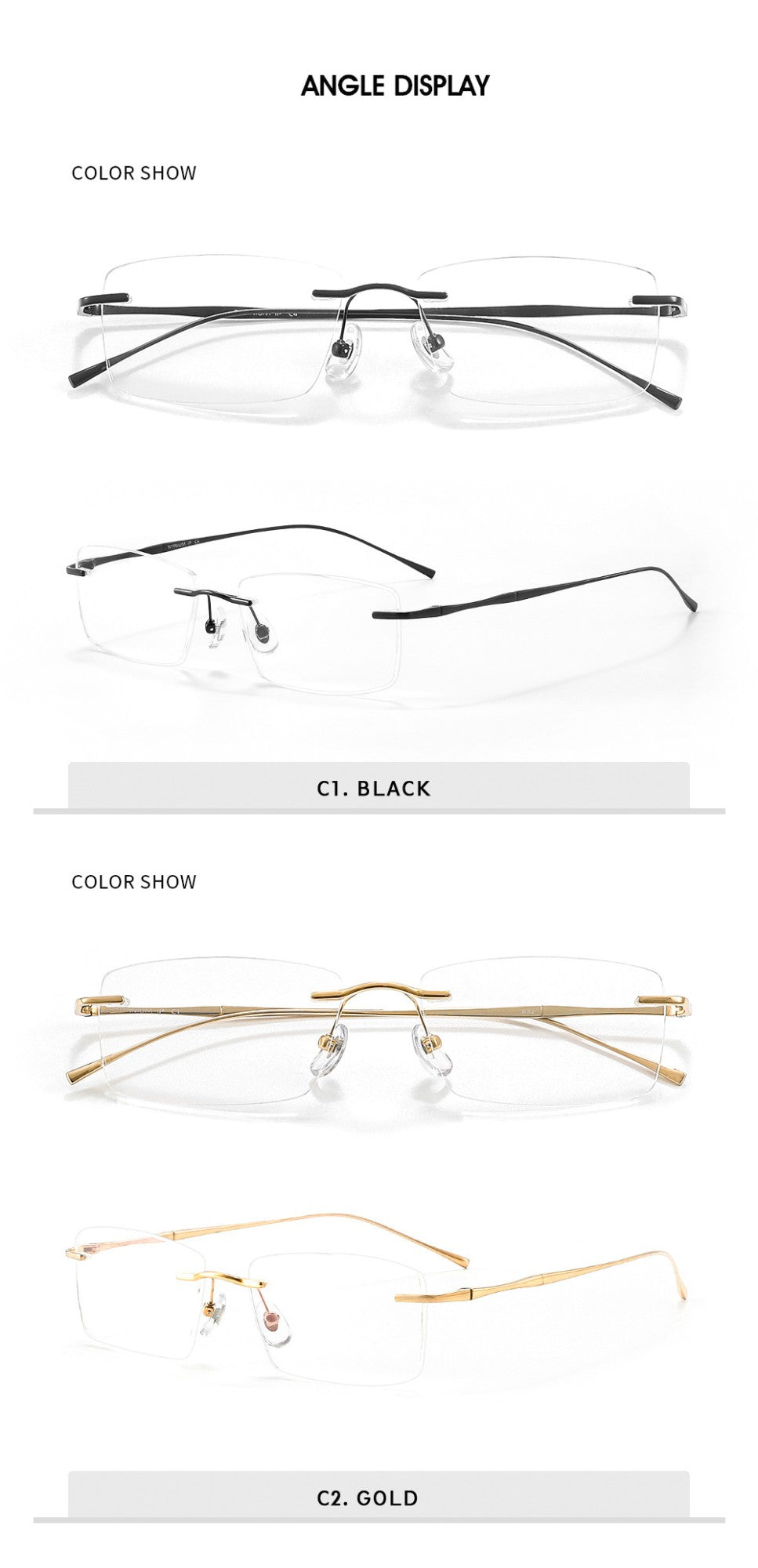 O-Q CLUB Ultra-light Titanium Reading Eyeglass Frames Men Fashion Simple Rimless Myopia Glasses Customized Prescription Glasses