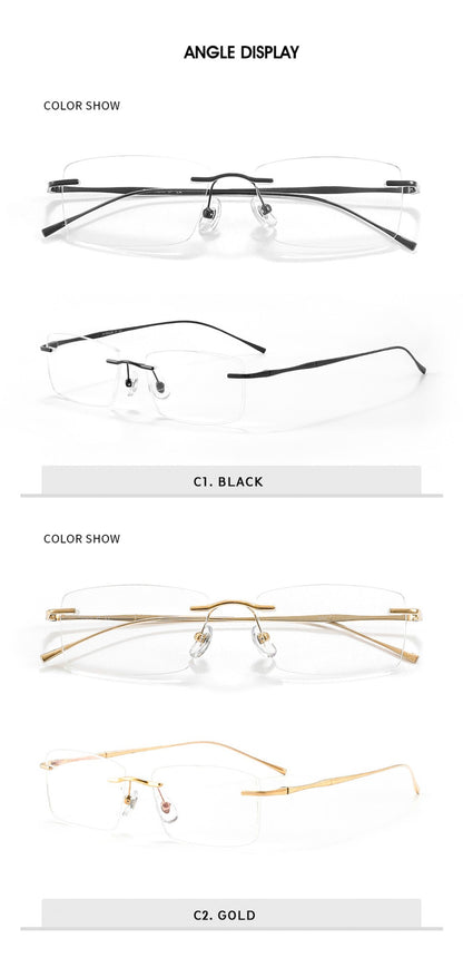 O-Q CLUB Ultra-light Titanium Reading Eyeglass Frames Men Fashion Simple Rimless Myopia Glasses Customized Prescription Glasses