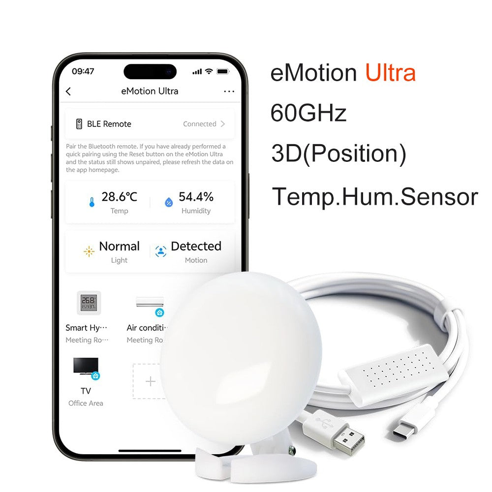 LinknLink Smart Home Bridge Sensor de Presença de Emoções, Sensor de Movimento Inteligente WiFi com Radar mmWave, IR, Funciona com Alexa e Google Home