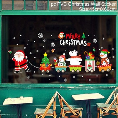 2025 Merry Christmas Wall Sticker Window Glass Merry Christmas Decor for Home Living Room Wall Decor 2026 Happy New Year Sticker