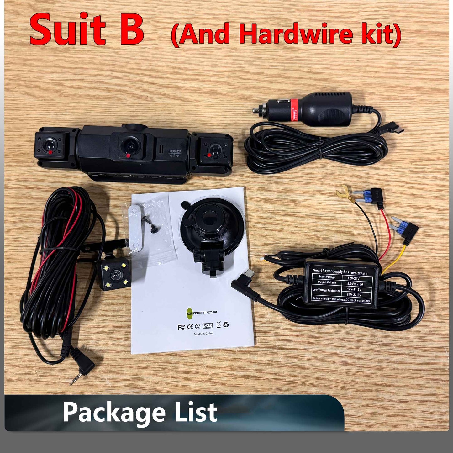 Câmera automotiva (Dashcam) 4 canais Black Box WiFi Câmera de condução FHD 1080P Visão Noturna Gravação em Loop adiciona kit de fiação acessórios automotivos