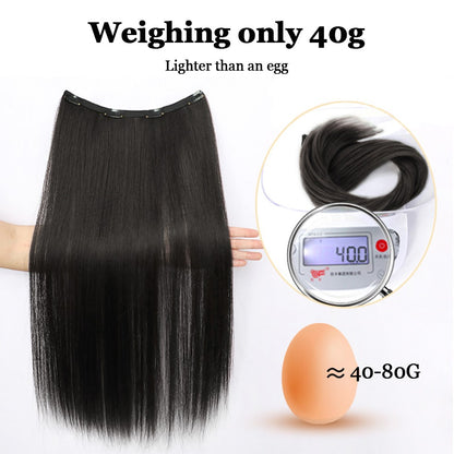 Aplique de Cabelo Sintético Liso Longo de Uma Peça com 4 Presilhas, Camada Interna Escondida, Peruca Colorida