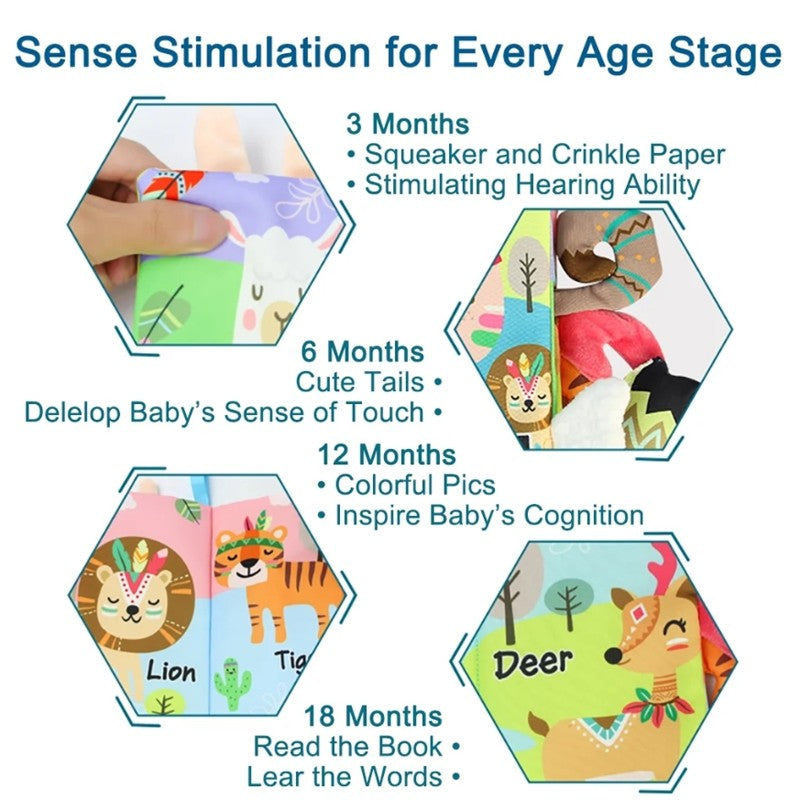 Soft Baby Books 0-6 Months Infants Toy 0 to 12 Months Crinkle Cloth Books For Newborns Stroller Toys Tummy Time  Sensory Toys