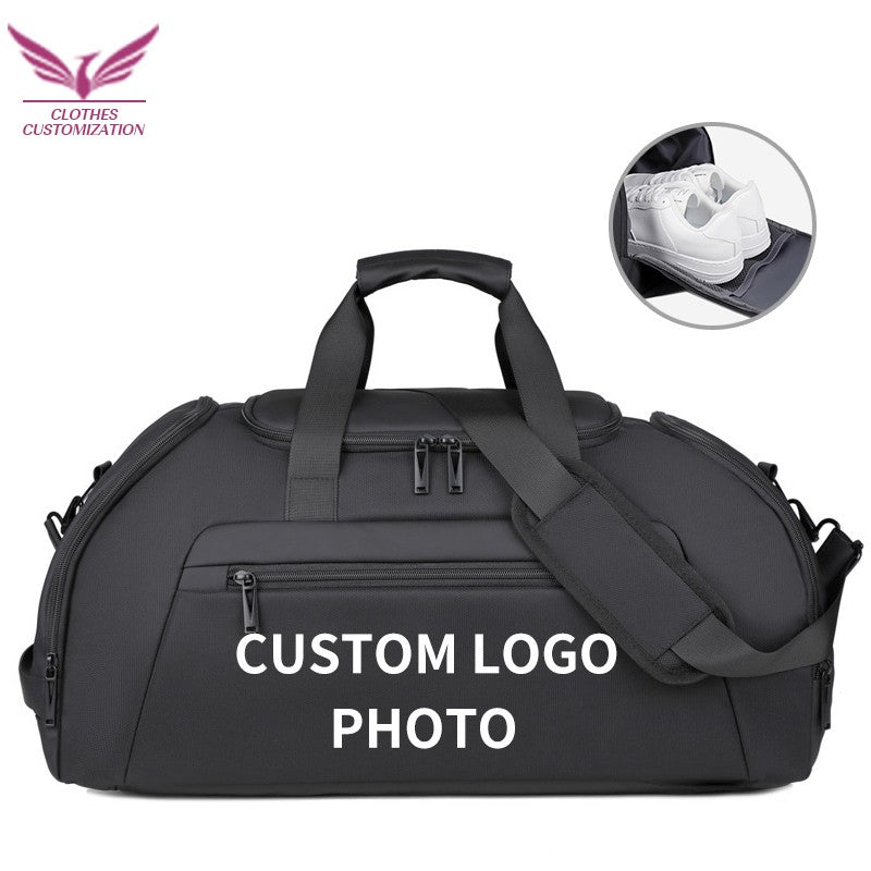 Custom logo large capacity travel bag for men waterproof sports outdoor travel bag print name hand luggage backpack with shoes