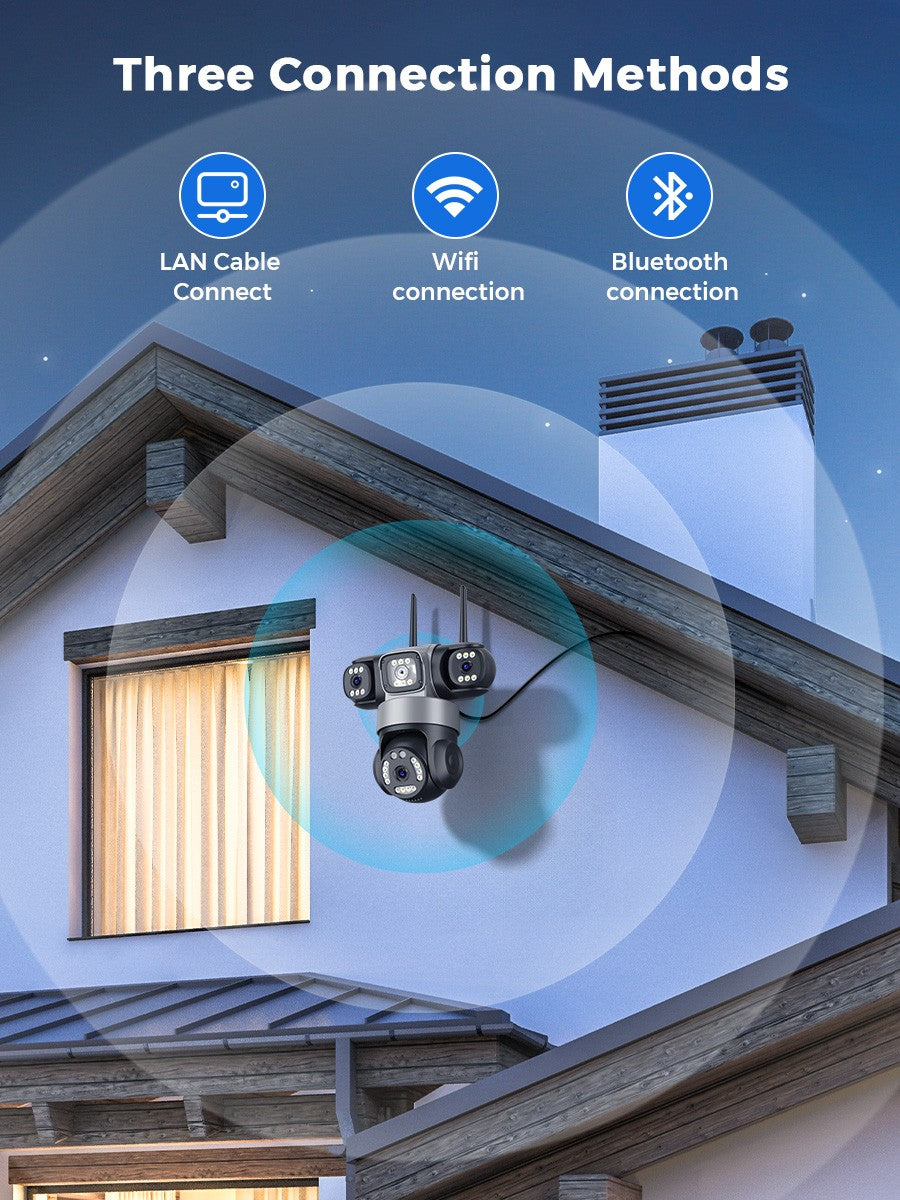 ICsee Wireless PTZ IP Camera 8K 15MP 3-Lens 3-Screen 9MP 4K 2-Way Audio WiFi Outdoor CCTV Security Surveillance Cam