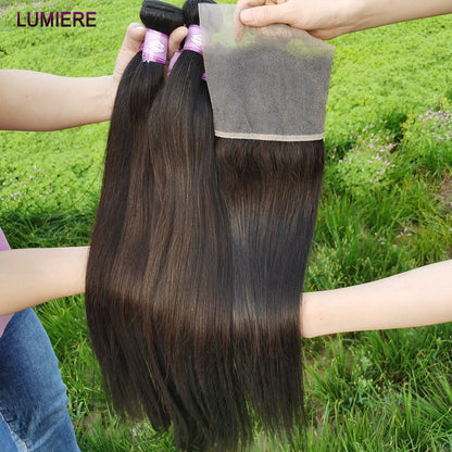 Cabelo Humano Liso Extenso de 8 a 40 polegadas, Pacotes de 1/3/4 peças, Cabelo Brasileiro para Mega Hair, Cabelo Humano Cru, Pacotes em Oferta, Extensões de Cabelo Virgem Lumiere