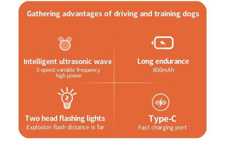 Novo Repelente Ultrassônico para Cães, Dispositivo de Treinamento Recarregável Anti-Latido com Lanterna LED