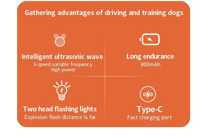 Novo Repelente Ultrassônico para Cães, Dispositivo de Treinamento Recarregável Anti-Latido com Lanterna LED
