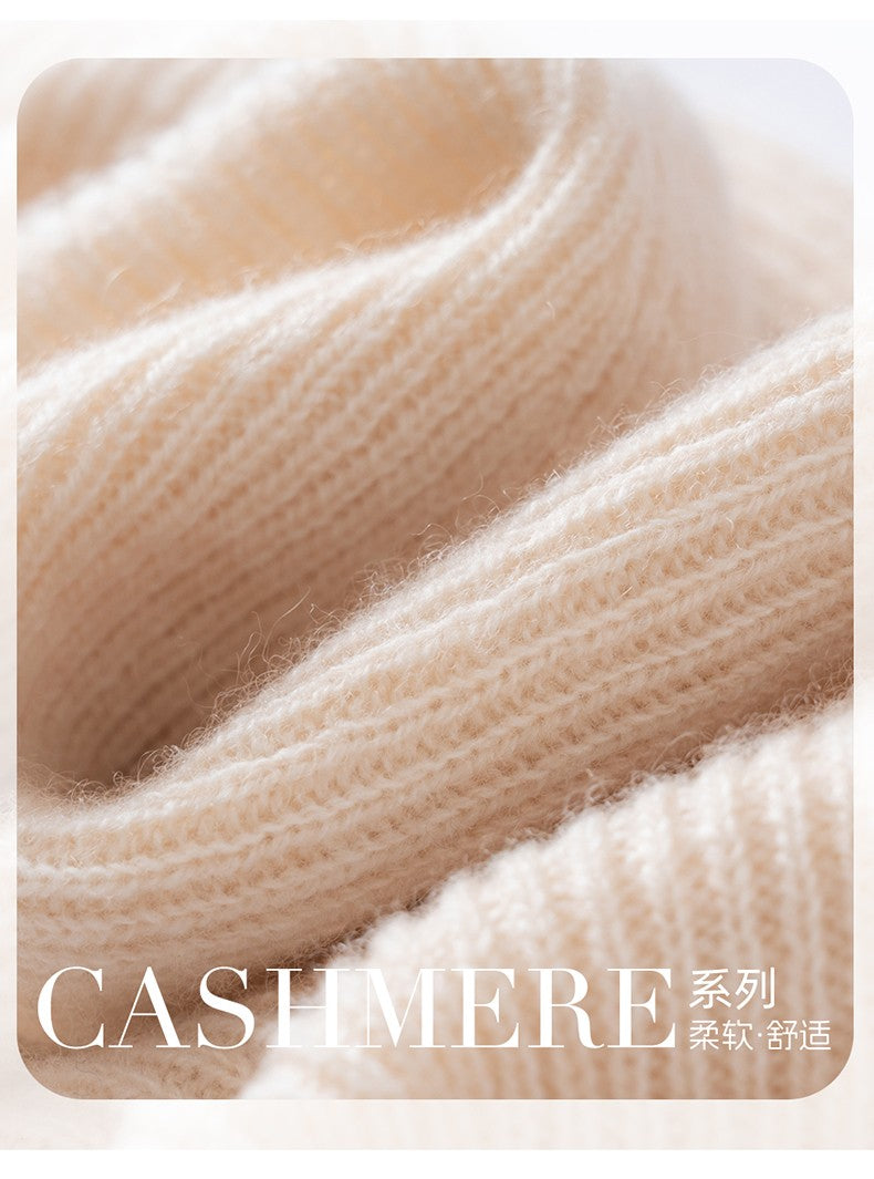 Autumn Winter New 100% Cashmere Hat Women's One-Line Hat Knitted Hat Wool Hat Ear Protection High-Quality Couple Hat