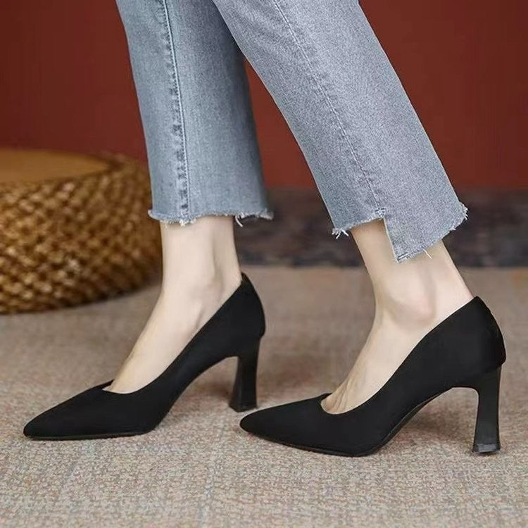New In Black Special Head Spiral Pattern Fashion Women's Shoes Pointed Fine Heel Wedding High Heels Banquet Nightclub with Shoes