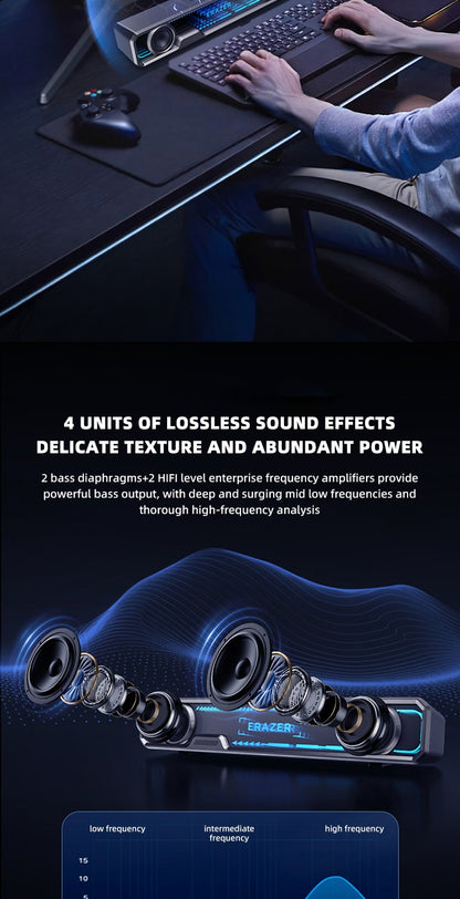 Lenovo Wired Bluetooth Speaker RGB Colorful Abyss light Effect Dual Speakers Dual Bass Diaphragm HIFI Stereo Surround Sound W108