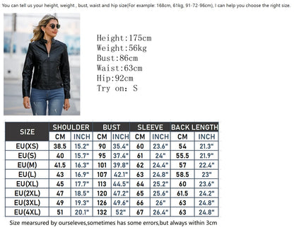 Faux Leather Jacket Women 2025 Autumn Spring Women's Moto Biker Jacket Red Black Coat Outerwear Brown Purple Blue 3xl 4xl Coffee