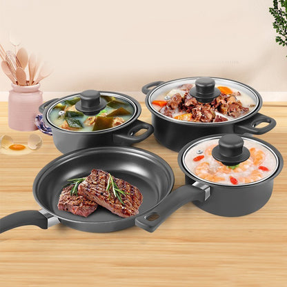 Conjunto de Panelas Antiaderente 12 Peças Panela de Cozinha com Tampa Frigideira Wok Leiteira Frigideira de Pedra Maifan para Todos os Tipos de Fogão