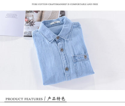 Denim shirt men's thin spring long sleeved inch clothes men's casual men's outerwear