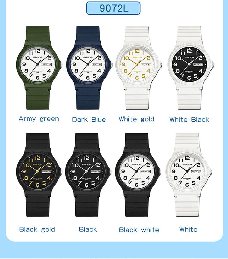 SANDA 9072 Student Quartz Watch Simple Light Fashion Resistant Outdoor Sport Wristwatch for Boy and Girl Best Gift